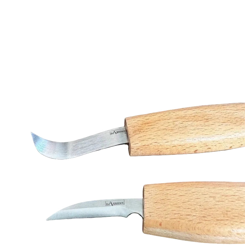 Knetkunst 3-teiliges Holzschnitzmesser-Set – Schnitzwerkzeuge mit Buchenholzgriff und Chrom-Vanadium-Stahl