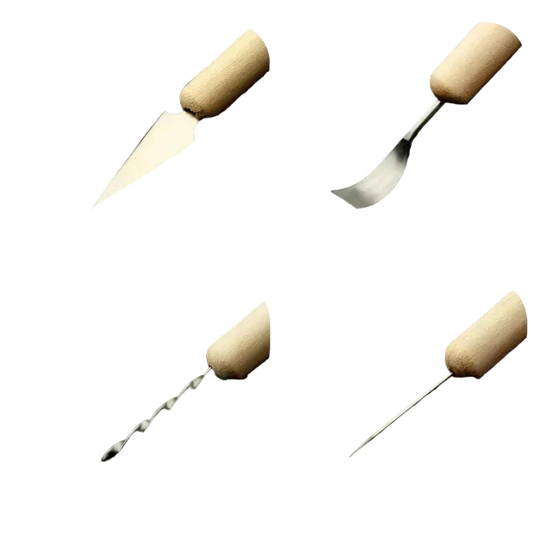 Knetkunst 11-teiliges Modellierwerkzeug-Set mit Doppelkopf – Holzgriffe und Edelstahl für Ton, Keramik und Polymer Clay